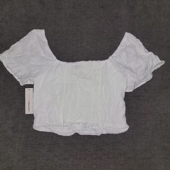 Urban Romantics Women's White Cotton Square Neck Crop Top Size Small - Picture 4 of 15